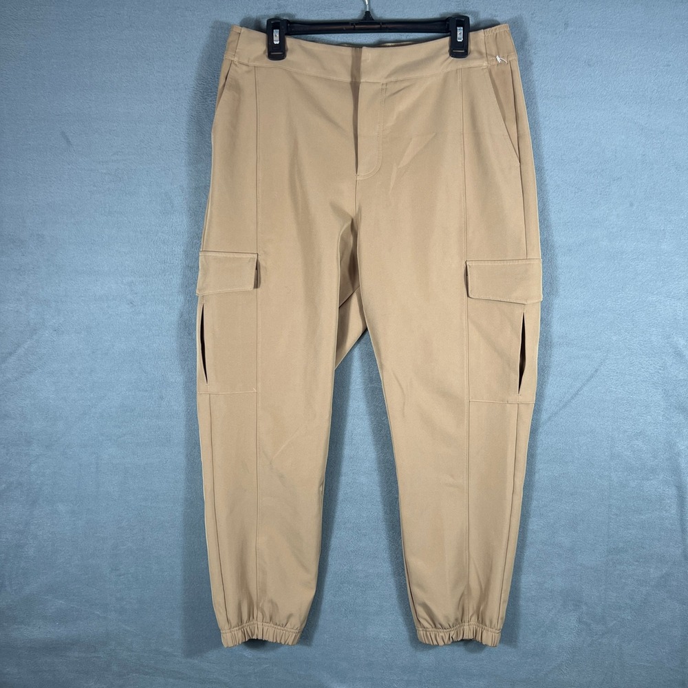 CALIA Womens Cargo Pants L Tan Jogger Fit Full Length Elastic Cuff Pockets